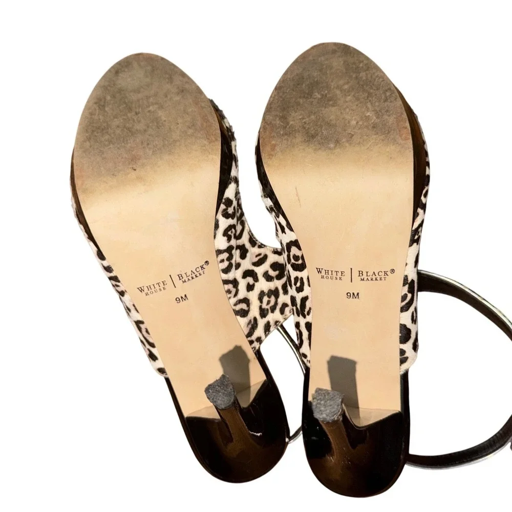White House Black Market Leopard Calf Hair Peep Toe Platform‎ Heels Size 9M